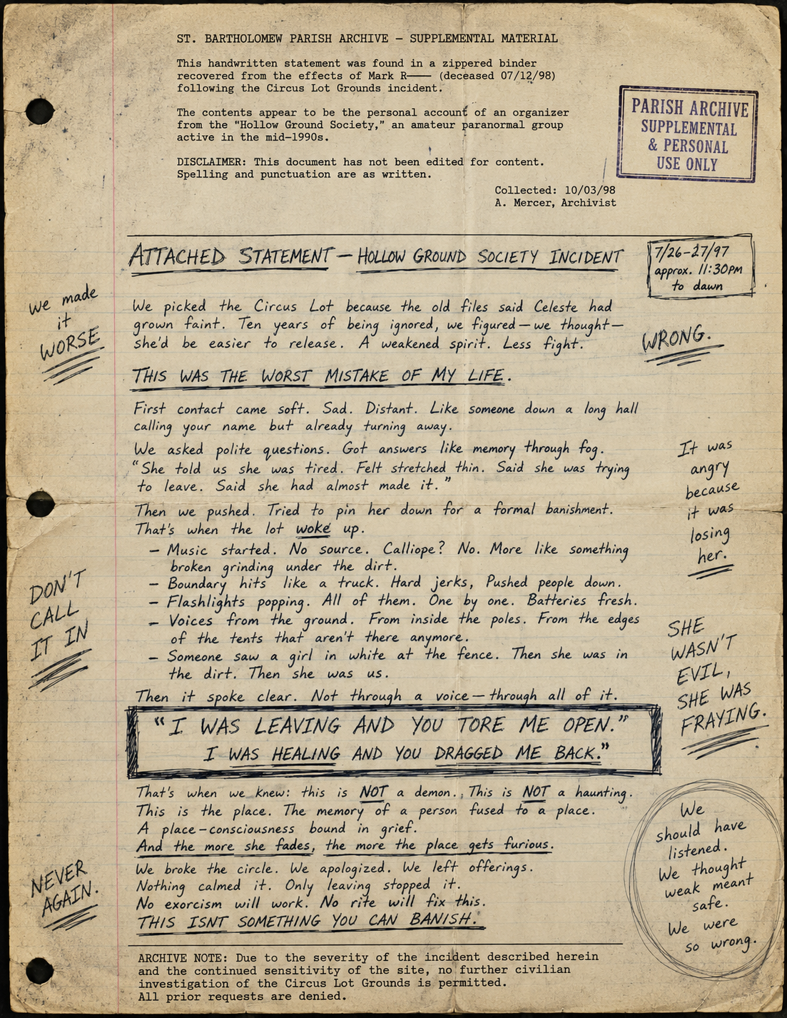 1990s exorcism attempt document 3